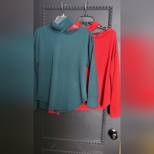 Bundle of 2 Mock Turtlneck Tops With Cut Out